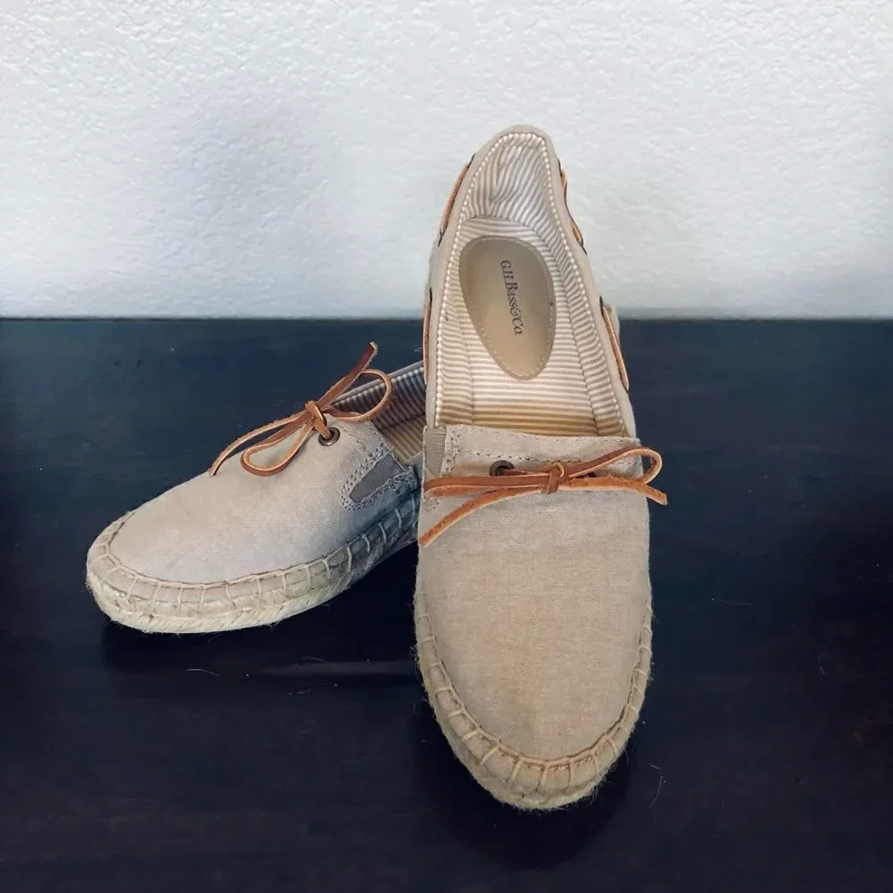 GH Bass & Co Canvas Braided Wedge Espadrilles Shoes 6.5
